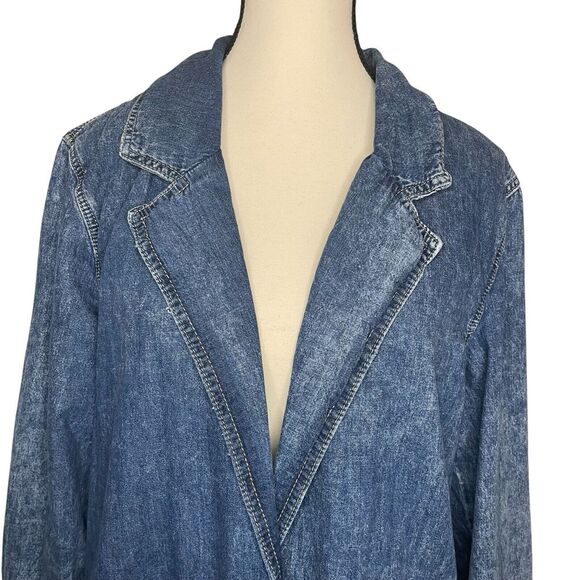 Free People We The Free Denim Blazer Womens S Western  Front Pockets Medium Wash - Picture 2 of 8